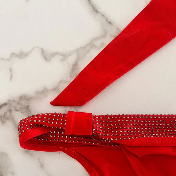 Kardashian Kollection Swimwear size Medium two piece set in red bandeau bikini - Picture 2 of 9